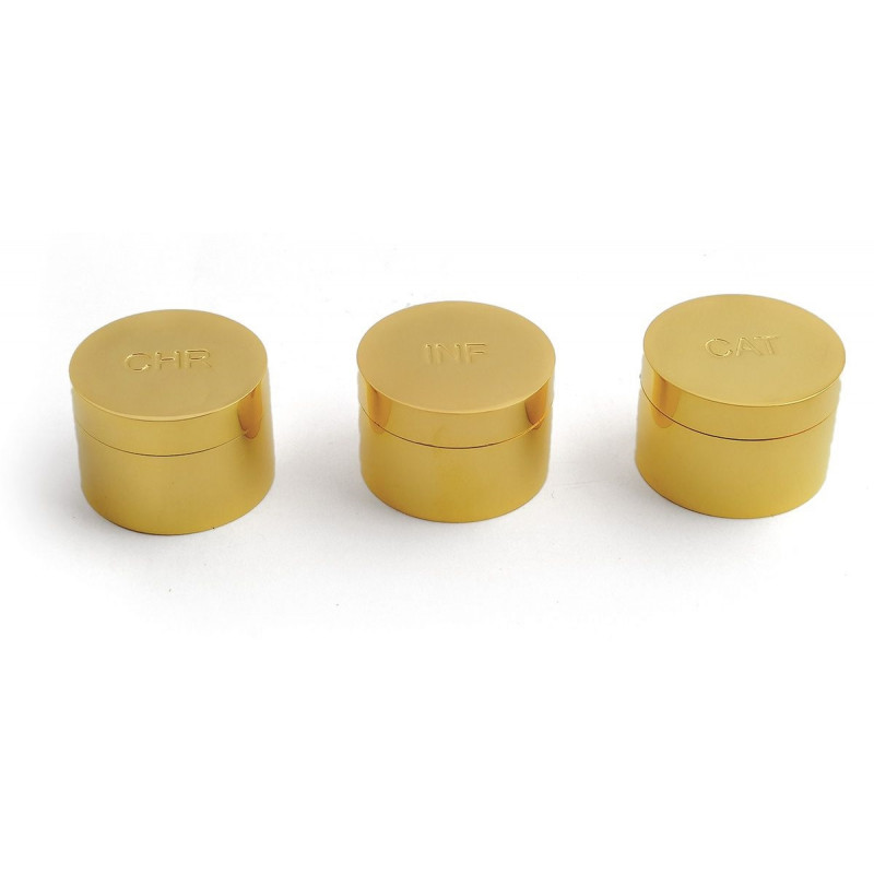 CHR, INF or CAT oil container, gold plated (3)