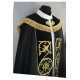 Black IHS embroidered cope - velvet stripes (78)