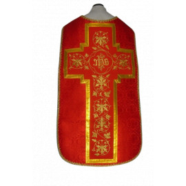 Roman chasuble red, IHS rosette (54)