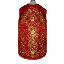 Roman chasuble red embroidered IHS (72)