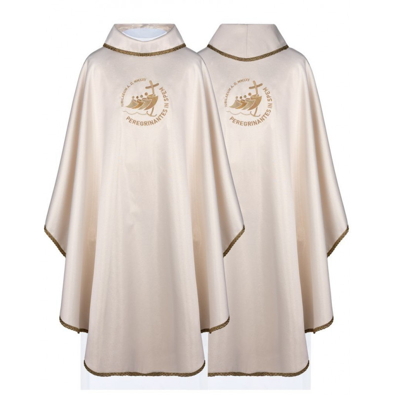 Embroidered chasuble, shiny fabric - Jubilee 2025 - Peregrinantes in Spem, Latin inscription (7)