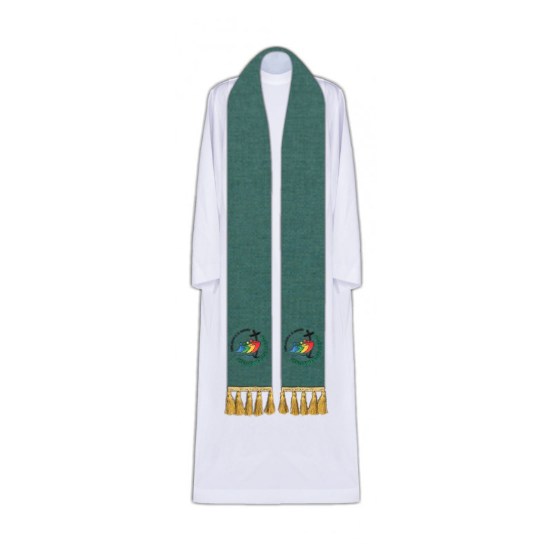 Embroidered green stole Jubilee 2025 (Peregrinantes in Spem)