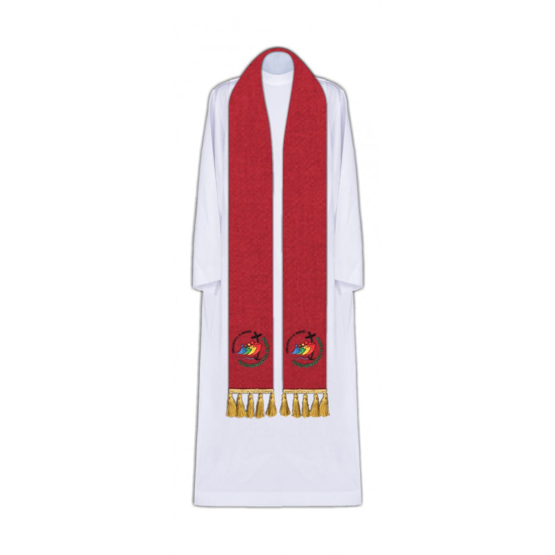 Embroidered red stole Jubilee 2025 (Peregrinantes in Spem)