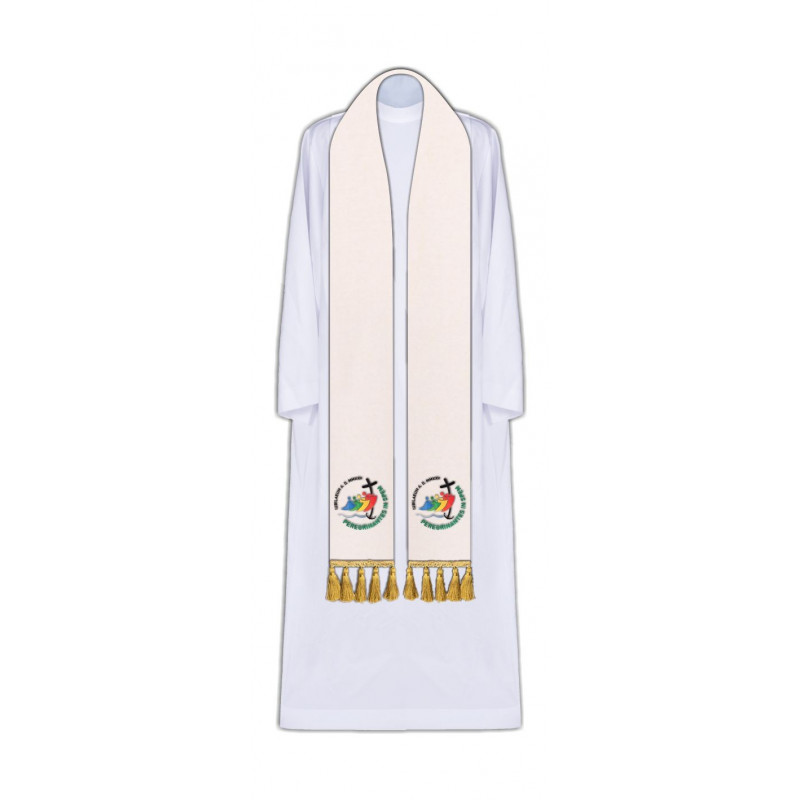 Embroidered ecru stole Jubilee 2025 (Peregrinantes in Spem)