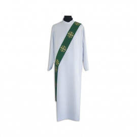 Stole diaconal green - embroidery jerusalem crosses
