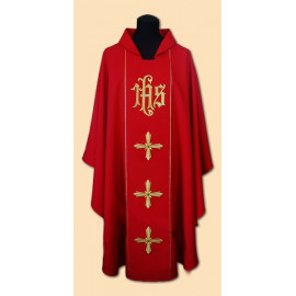 IHS embroidered chasuble + Cross - liturgical colors