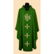 IHS embroidered chasuble + Cross - liturgical colors