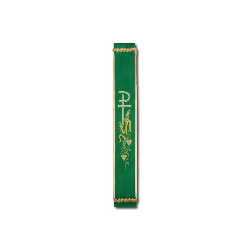 Green embroidered bell sash