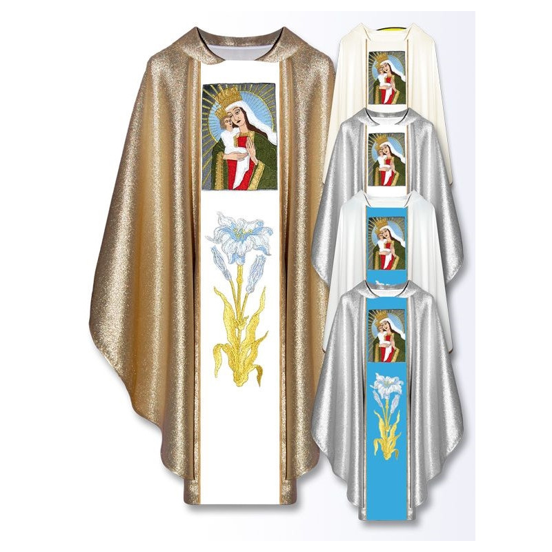 Chasuble with an embroidered image - Our Lady of Kozielsk