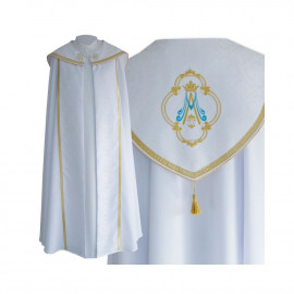 White Marian pattern cope - gabardine fabric (24)