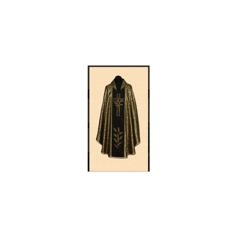 Richly embroidered black and gold chasuble (04A)