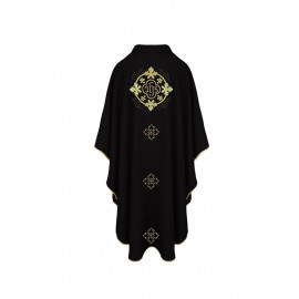 Chasuble with IHS and crosses - black