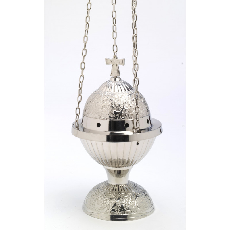 Nickel-plated brass thurible - 24 cm