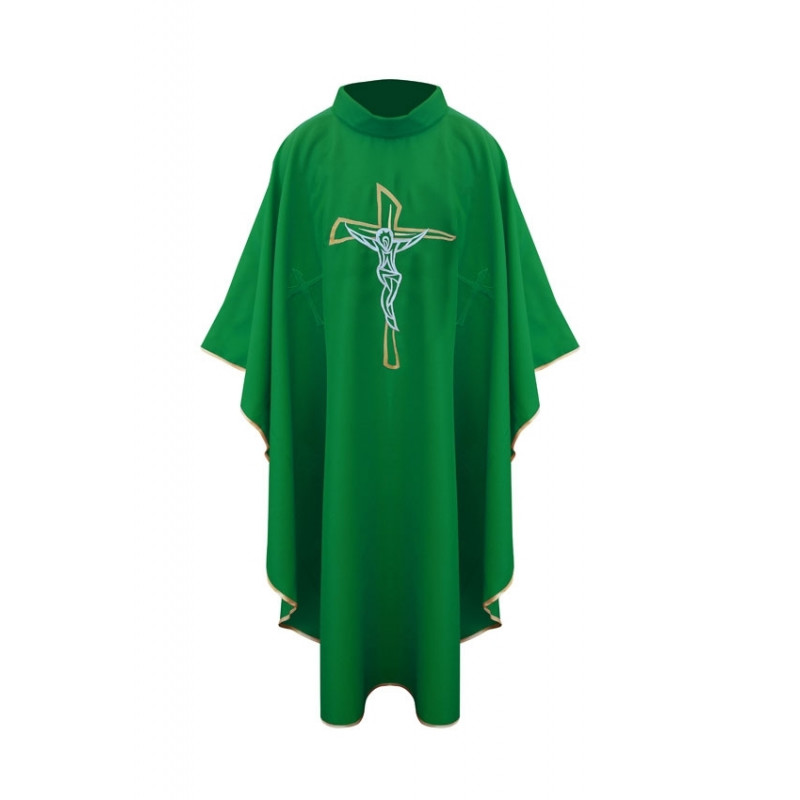 Chasuble with a cross - green