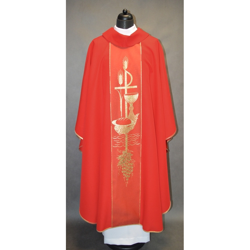 Chasuble with Eucharistic symbols - red