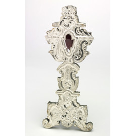 Silver reliquary on wood - 40 cm
