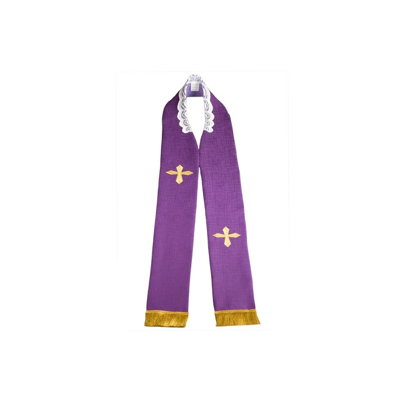 Embroidered priest's stole - purple (3)