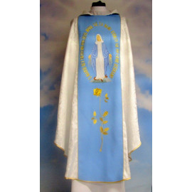 Embroidered chasuble - MB Immaculate with inscription - wide belt