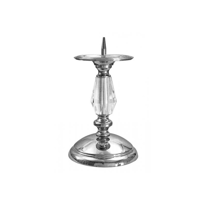 CHROME-PLATED BRASS CANDLESTICK WITH CRYSTAL (081-18)