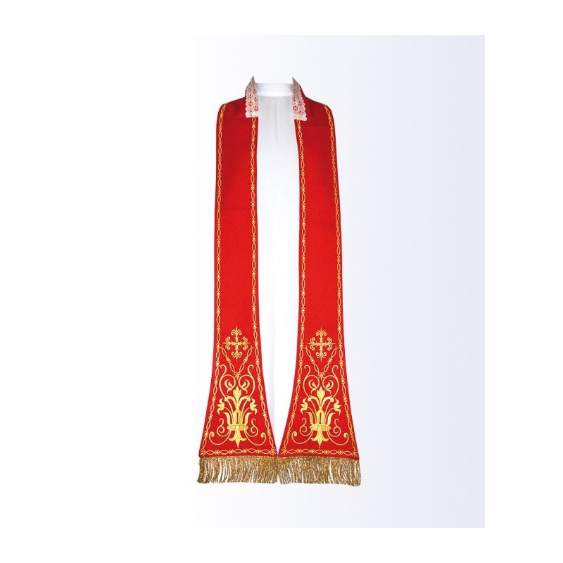 Red stole with a Eucharistic motif