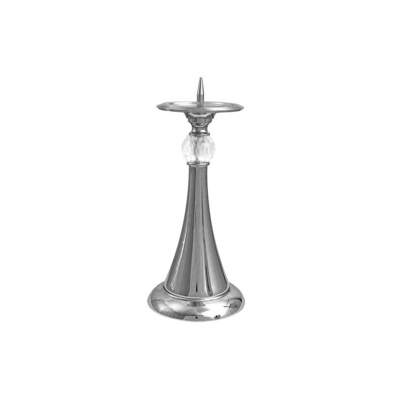 CHROME-PLATED BRASS CANDLESTICK WITH CRYSTAL (331-18)