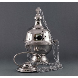 Nickel-plated brass thurible 22 cm high