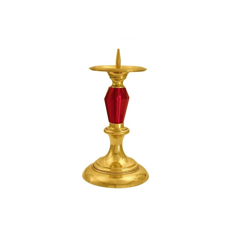 BRASS CANDLESTICK WITH CRYSTAL (141)