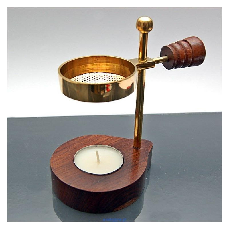 Elegant brass and wooden incense burner