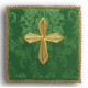 Green embroidered pall - gold cross