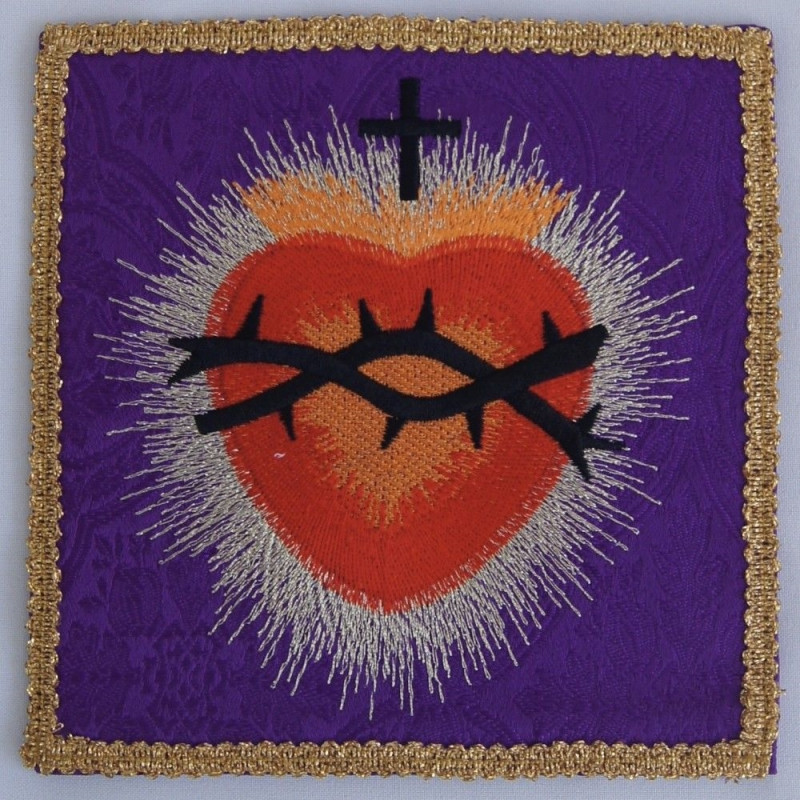 Purple embroidered pall - Heart in a crown of thorns