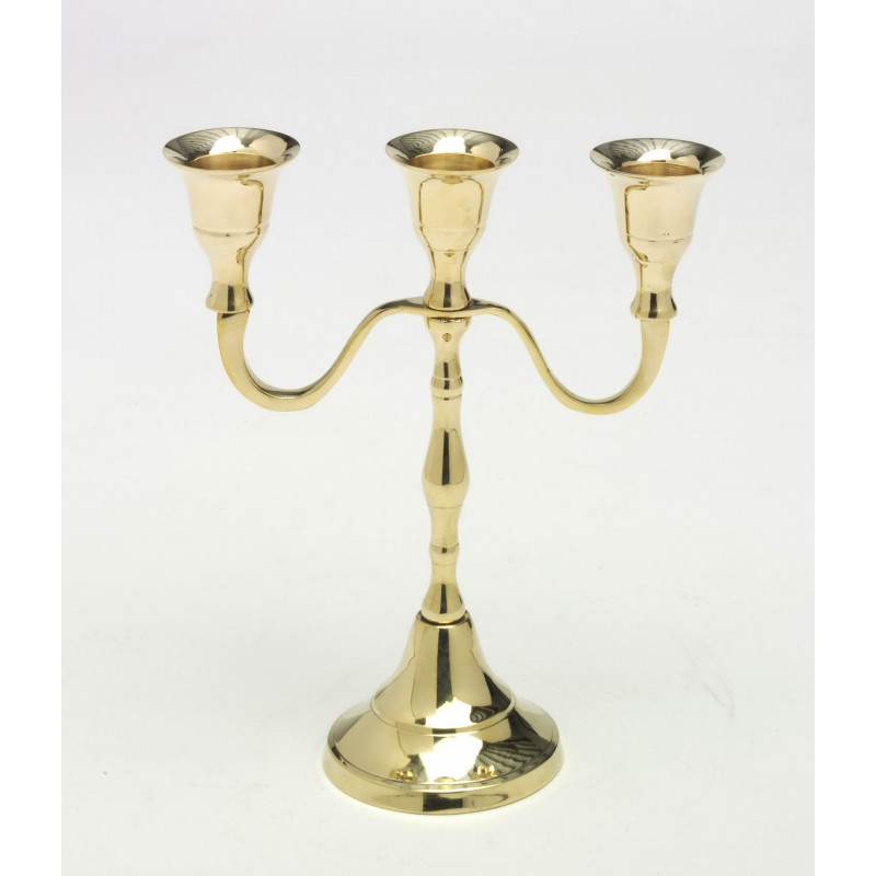 Candlestick for 3 lean candles - brass - 18 cm