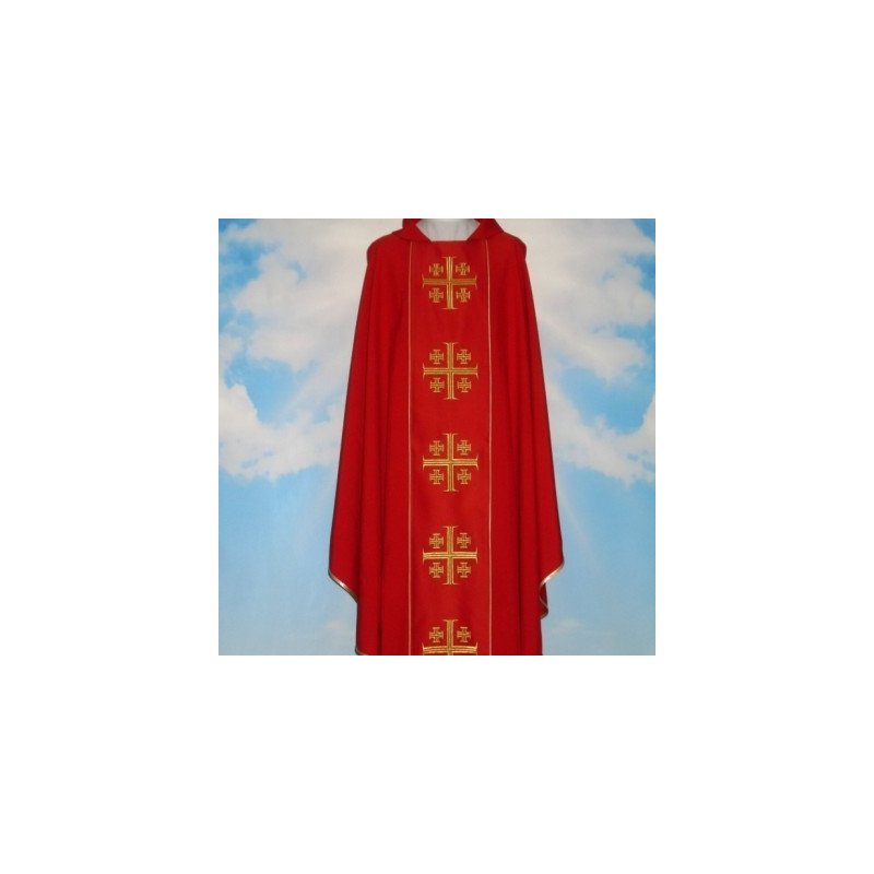 Chasuble of Jerusalem Crosses with computerized embroidered belt (653)
