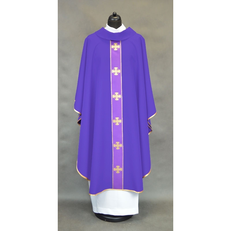 Chasuble with decorative cross belt - violet