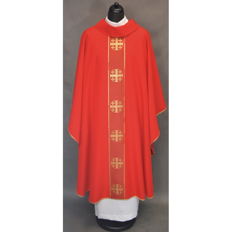 Chasuble with Jerusalem crosses - red