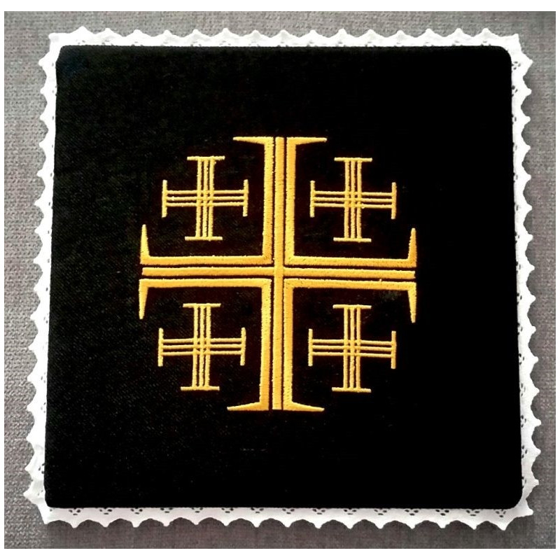 Chalice black pall - the Jerusalem Cross  (1)