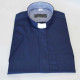 Clergy shirt - navy blue in a small grid