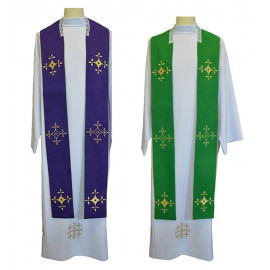Double-sided purple-green stole with crosses