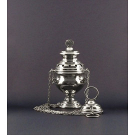Nickel-plated brass thurible 17 cm high
