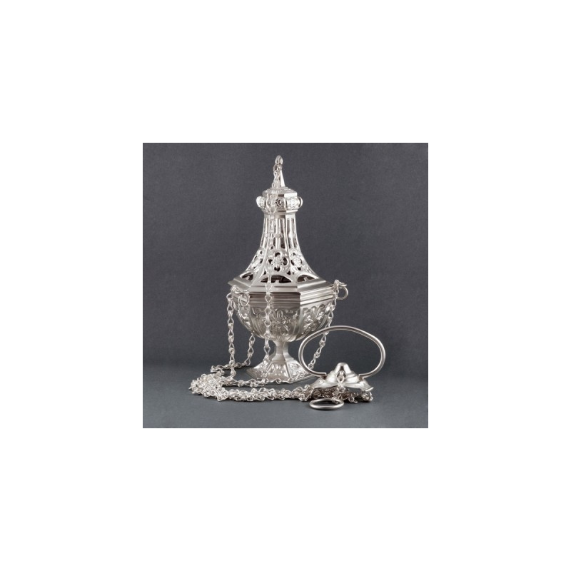 Silver plated brass thurible 26 cm high