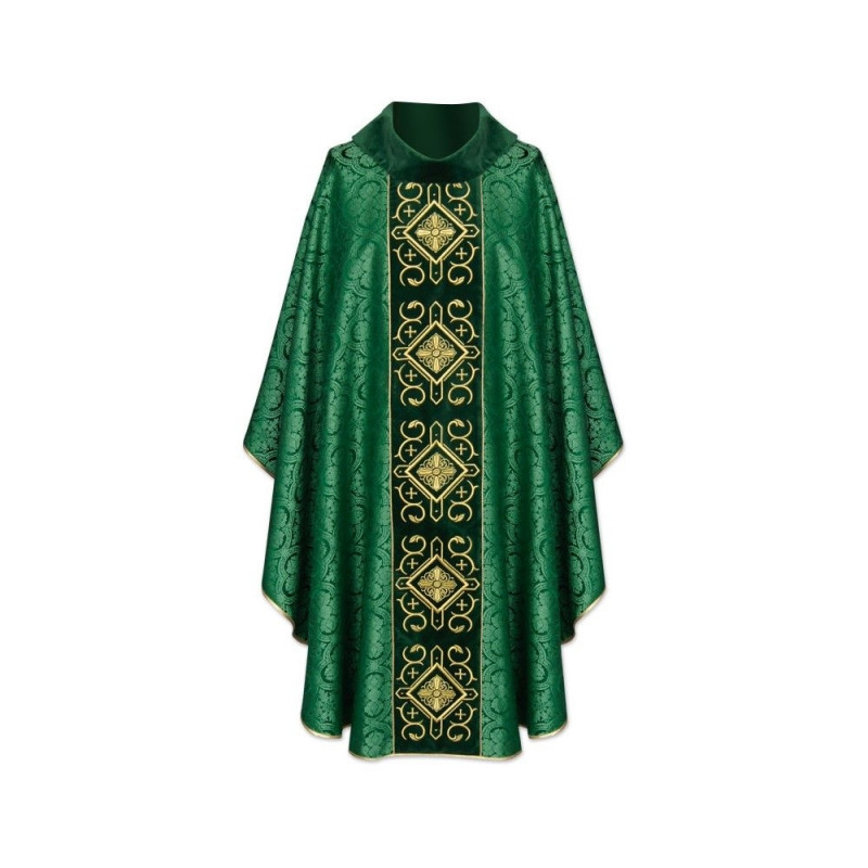 Gothic chasuble, embroidered cross - liturgical colors (5)