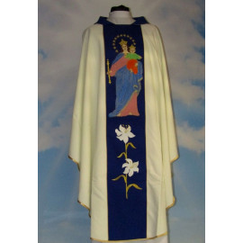 Embroidered ecru chasuble - MB Helper of the Faithful