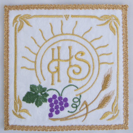 Pall embroidered ecru - IHS, ears, grape