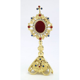 Reliquary with precious stones, gold-plated - 23 cm