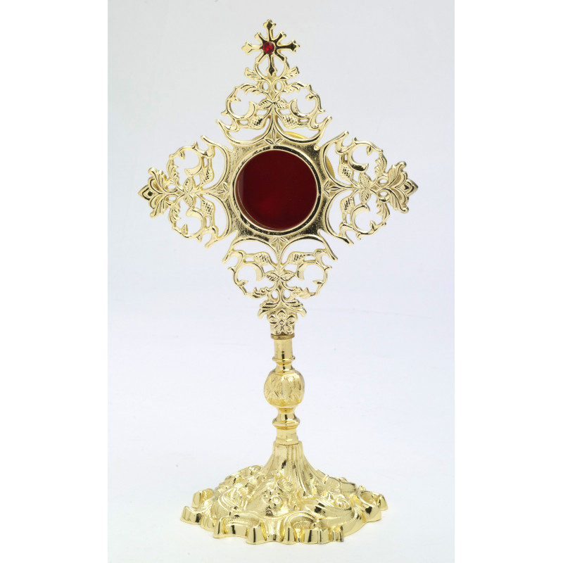 Reliquary with jewellery stones, gold-plated - 32 cm