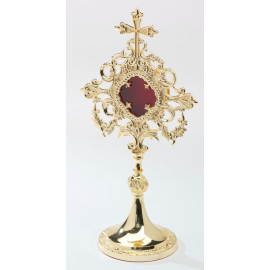 Reliquary with jewelry stones, gold-plated - 34 cm
