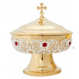 Paten decorated, brass, gold-plated - 16 cm