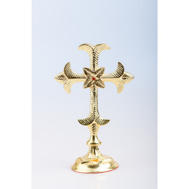 Modern standing cross, brass, gold-plated - 19 cm