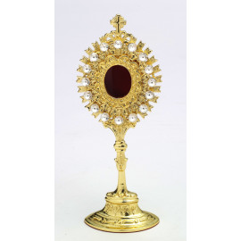 Reliquary with precious stones, gold-plated - 20 cm (1)