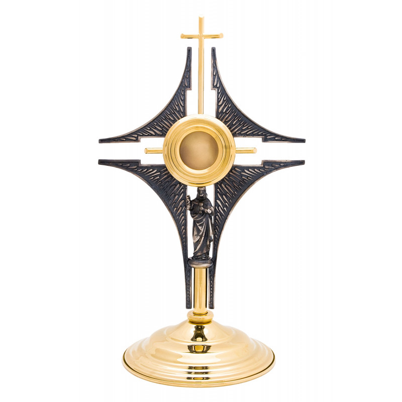 Brass reliquary, gold-plated - 30 cm