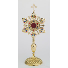 Reliquary - 39 cm, with gemstones, gold plated